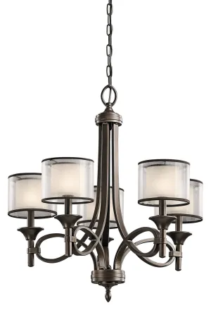 Five Light Chandelier from the Lacey Collection in Mission Bronze Finish by Kichler