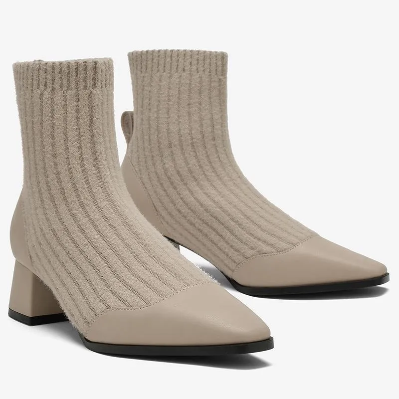 Flyknit Square Heel Socks Boots