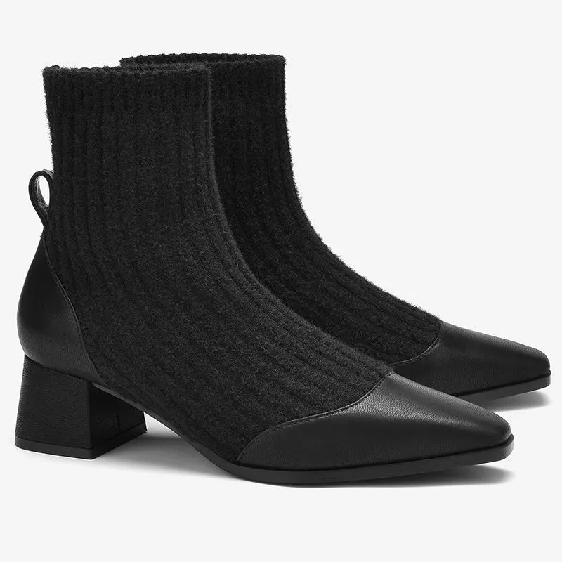 Flyknit Square Heel Socks Boots