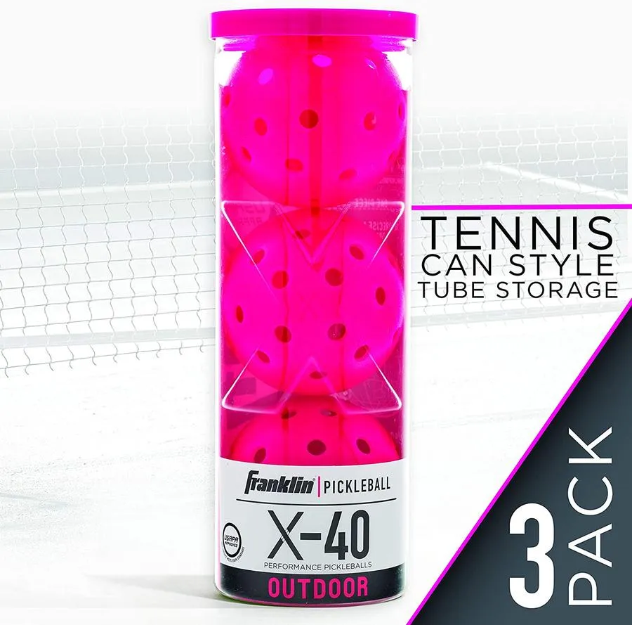 Franklin X-40 Pickleballs Outdoor 3-Pack [Pink]