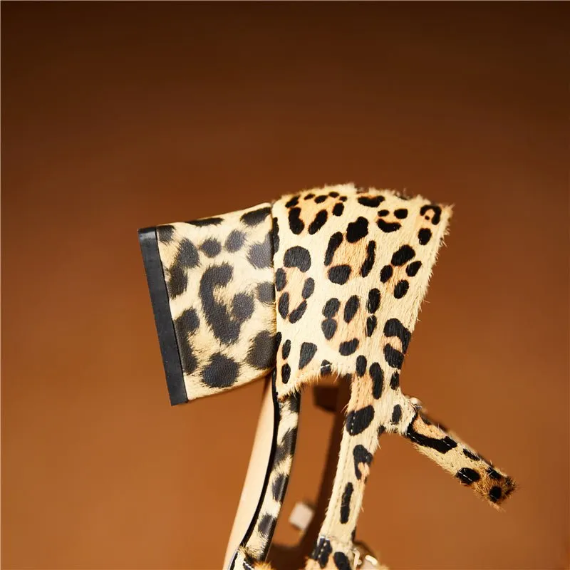 Glamorous Leopard Print Slip-On High Heel Sandals