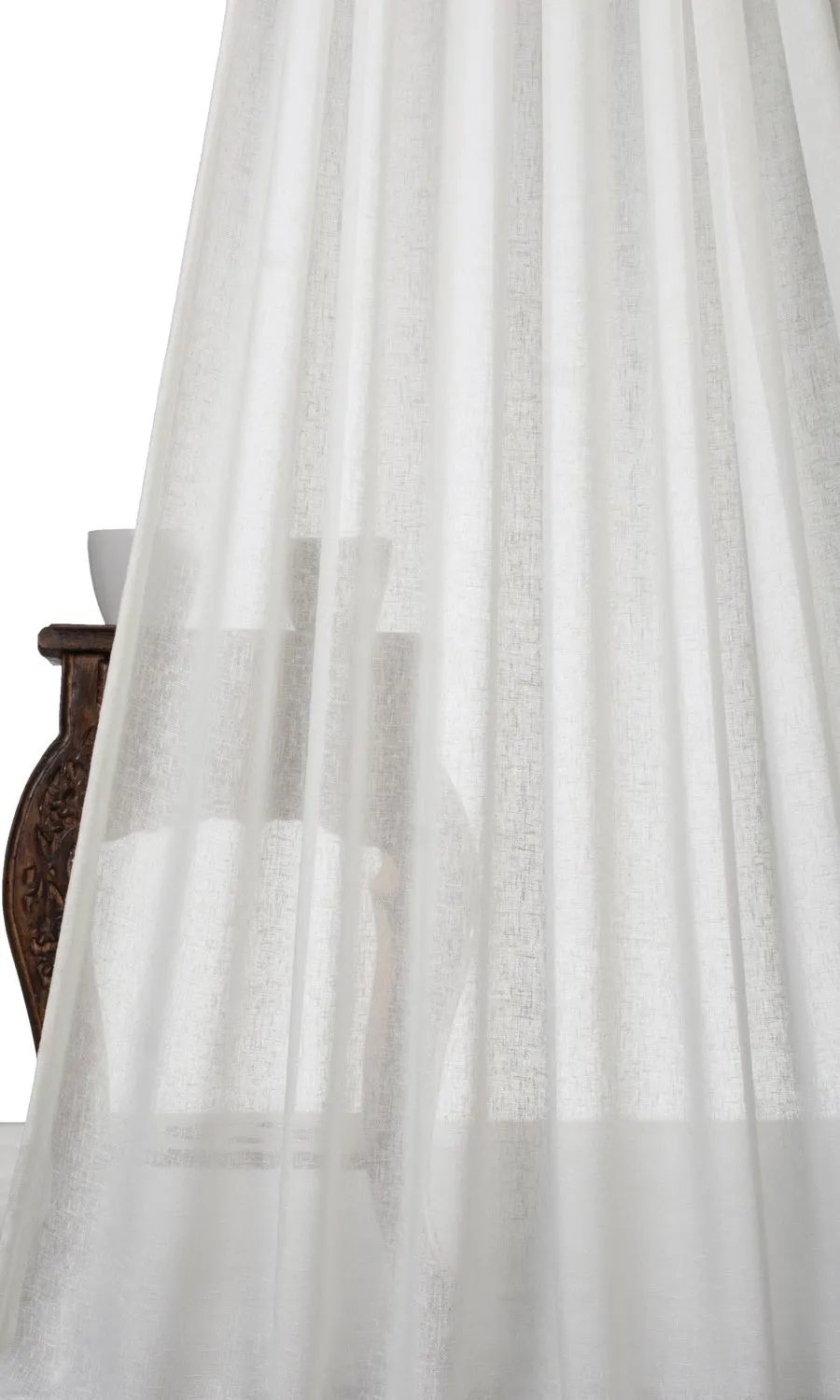 'Glowing Moon' Plain Linen-Texture Sheer Roman Shades (White)