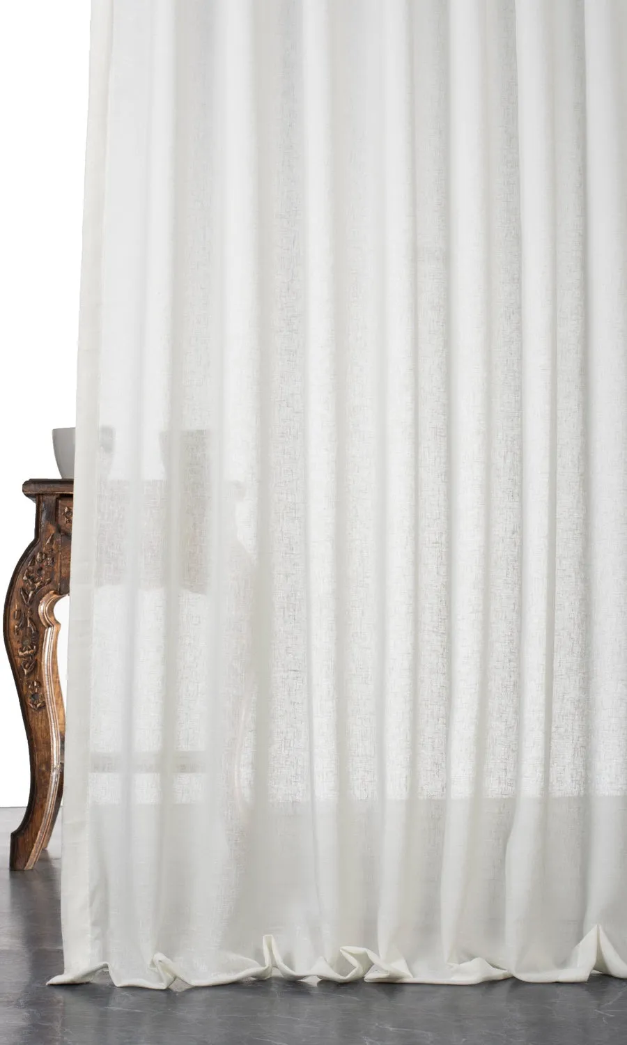 'Glowing Moon' Plain Linen-Texture Sheer Roman Shades (White)