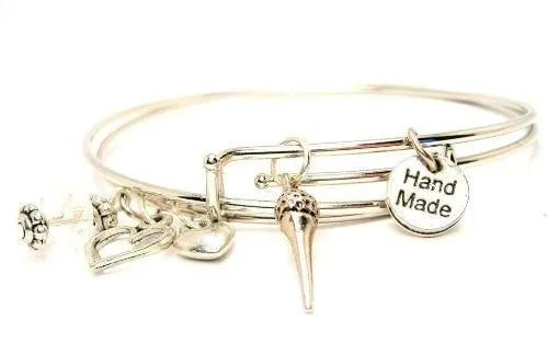 Golf Ball On Tee Expandable Bangle Bracelet Set