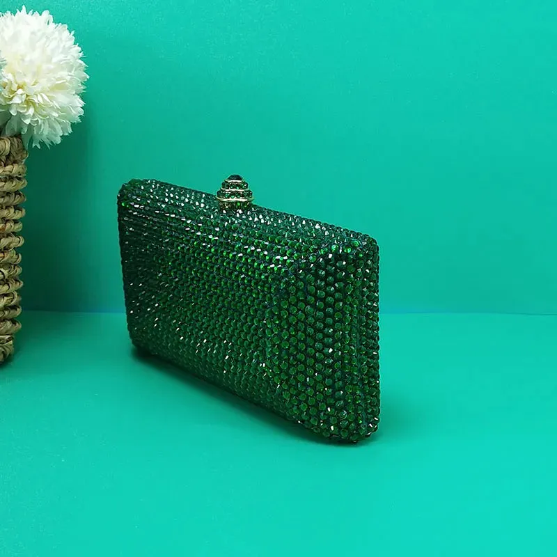 Green Crystal Pump Shoes and Matching Clutch Bag