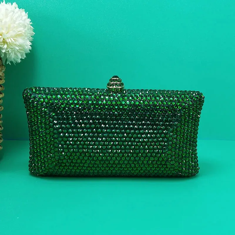 Green Crystal Pump Shoes and Matching Clutch Bag