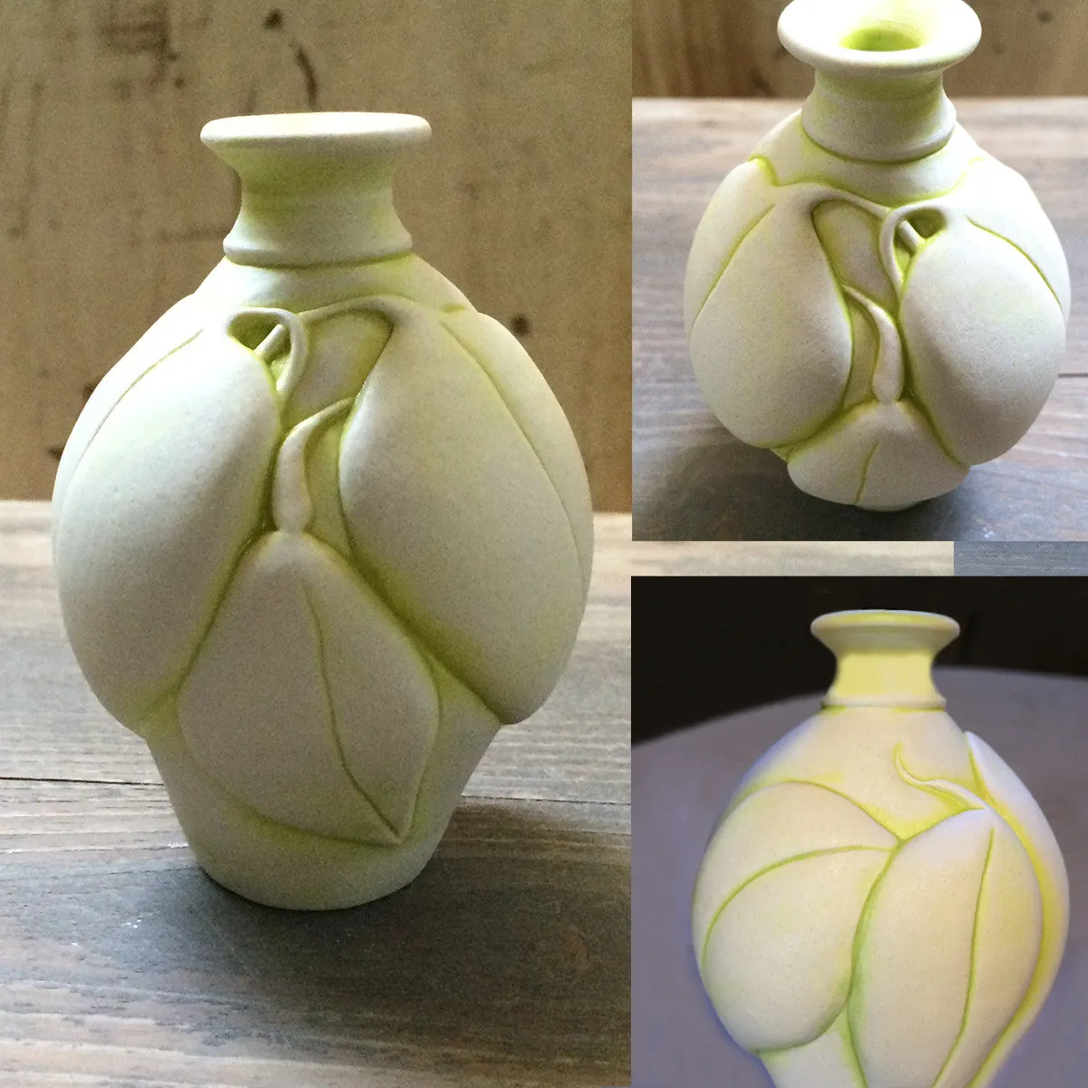 Intertwining-Leaf Hand-Carved Bud-Vase