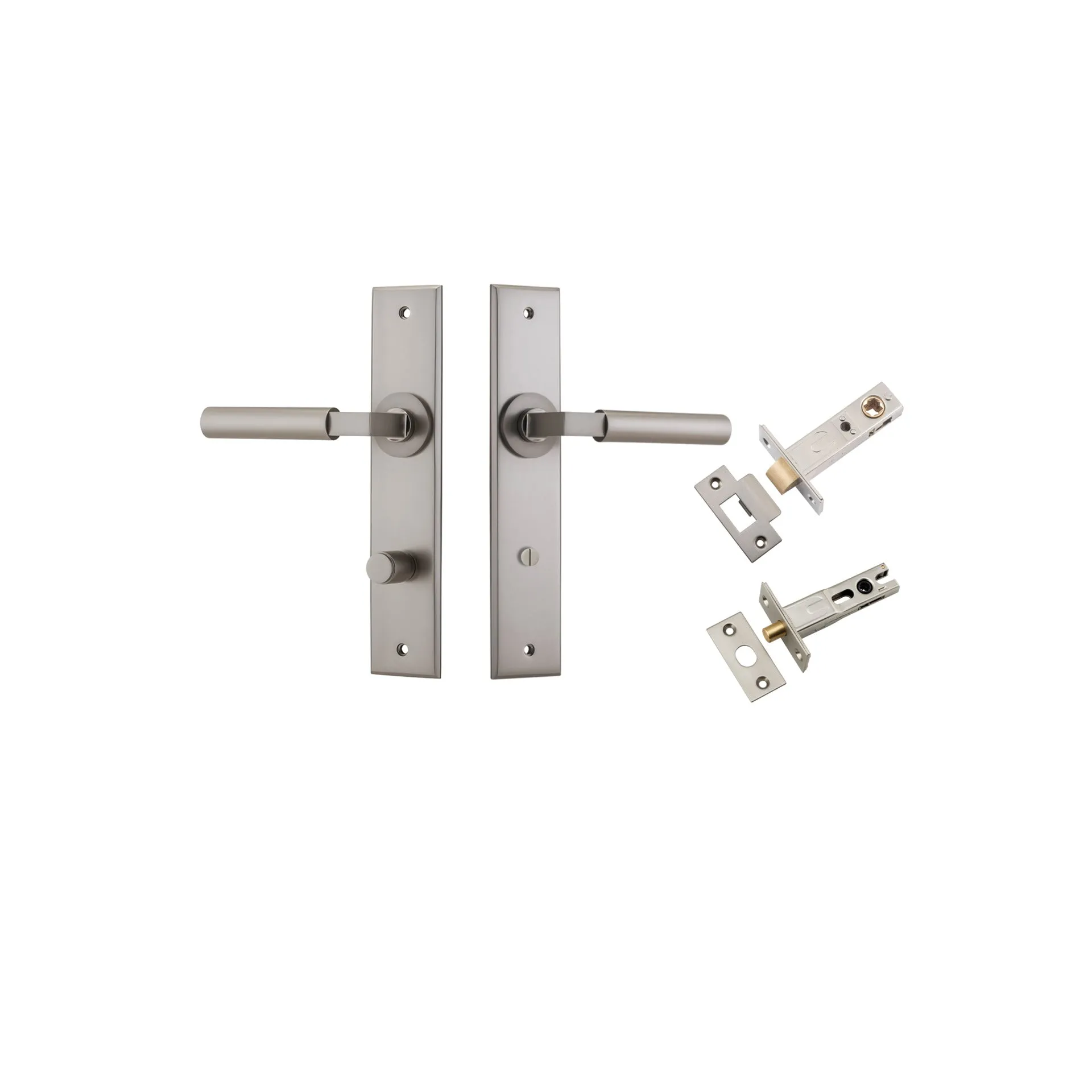 IVER BERLIN DOOR LEVER HANDLE ON CHAMFERED RECTANGULAR BACKPLATE - CUSTOMISE TO YOUR NEEDS