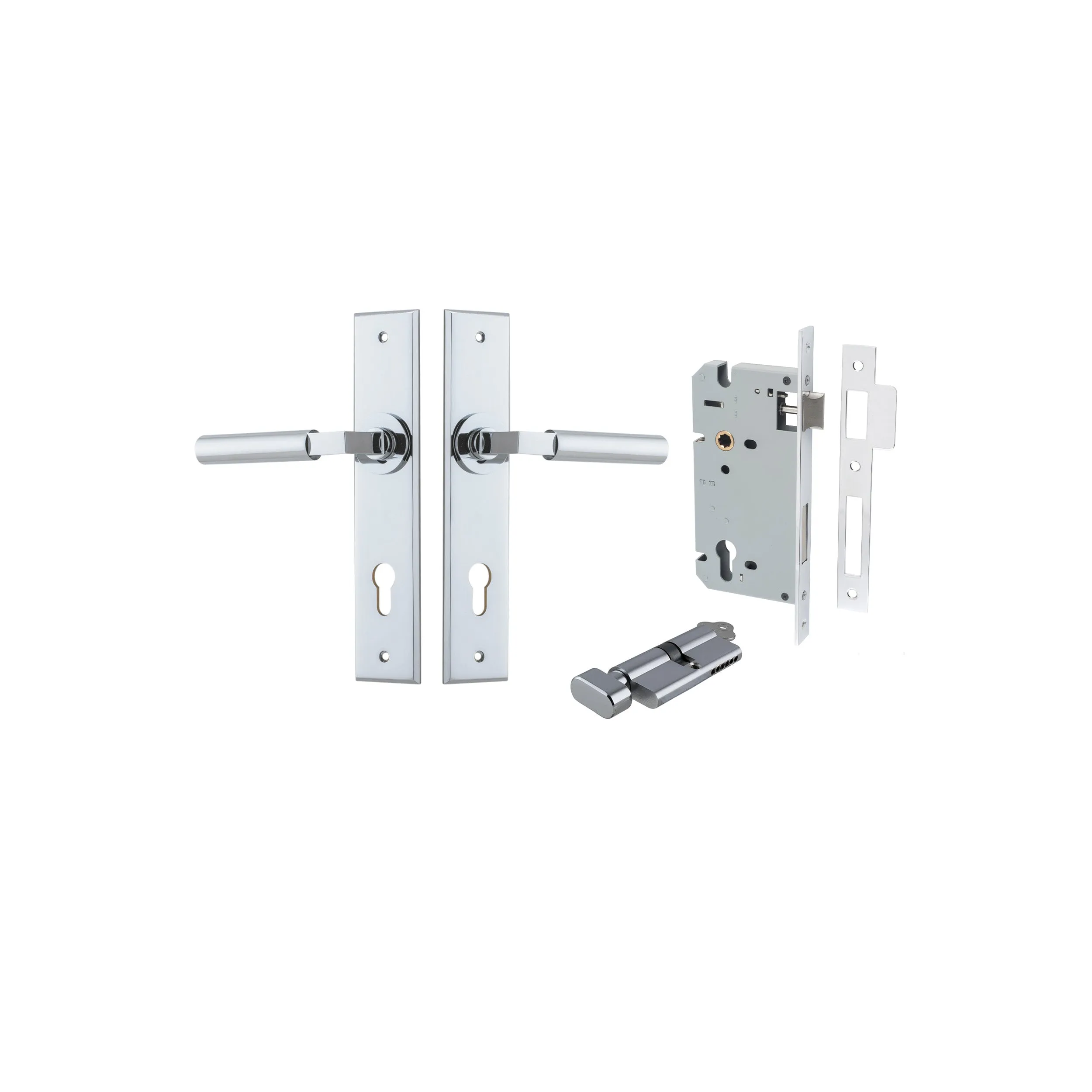 IVER BERLIN DOOR LEVER HANDLE ON CHAMFERED RECTANGULAR BACKPLATE - CUSTOMISE TO YOUR NEEDS