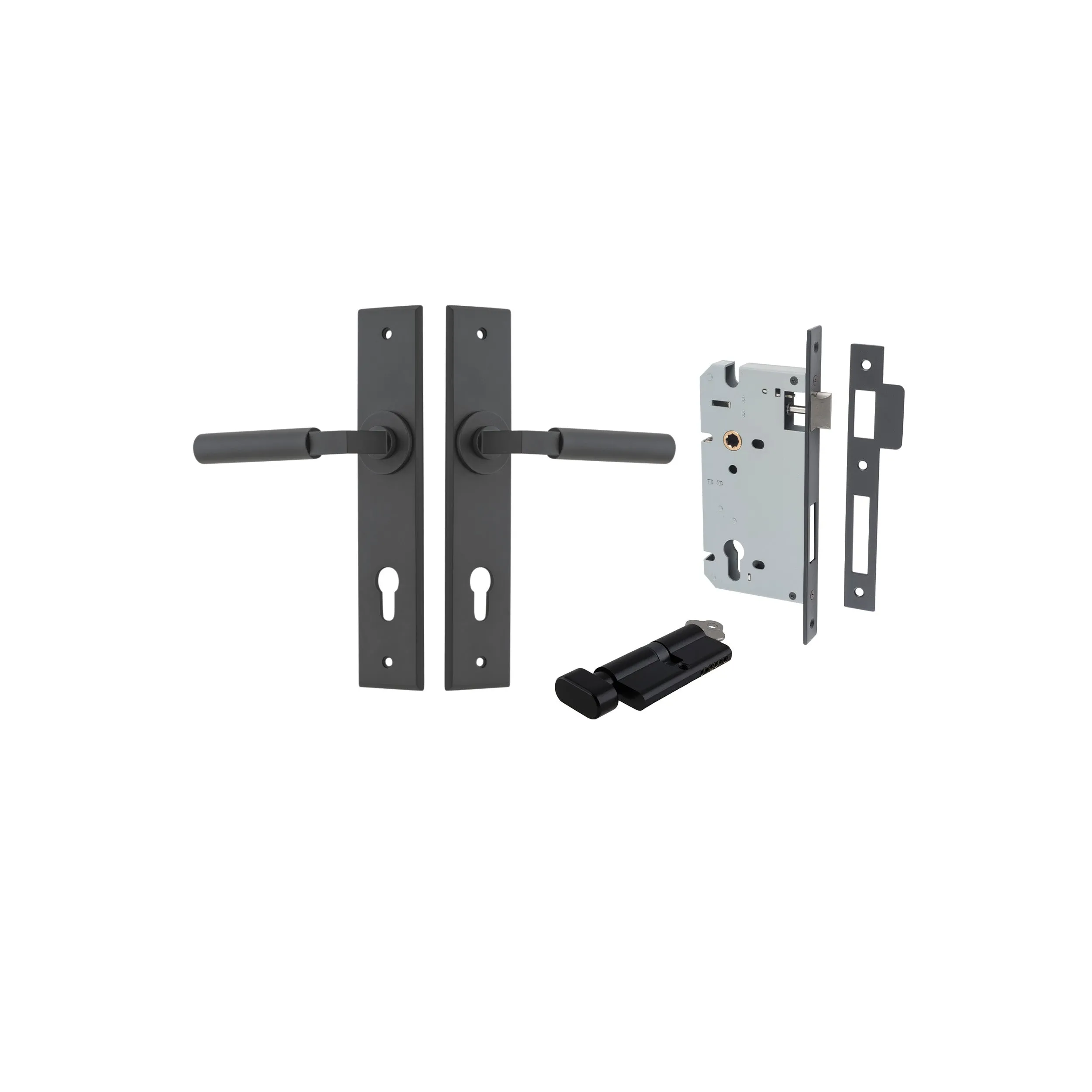 IVER BERLIN DOOR LEVER HANDLE ON CHAMFERED RECTANGULAR BACKPLATE - CUSTOMISE TO YOUR NEEDS