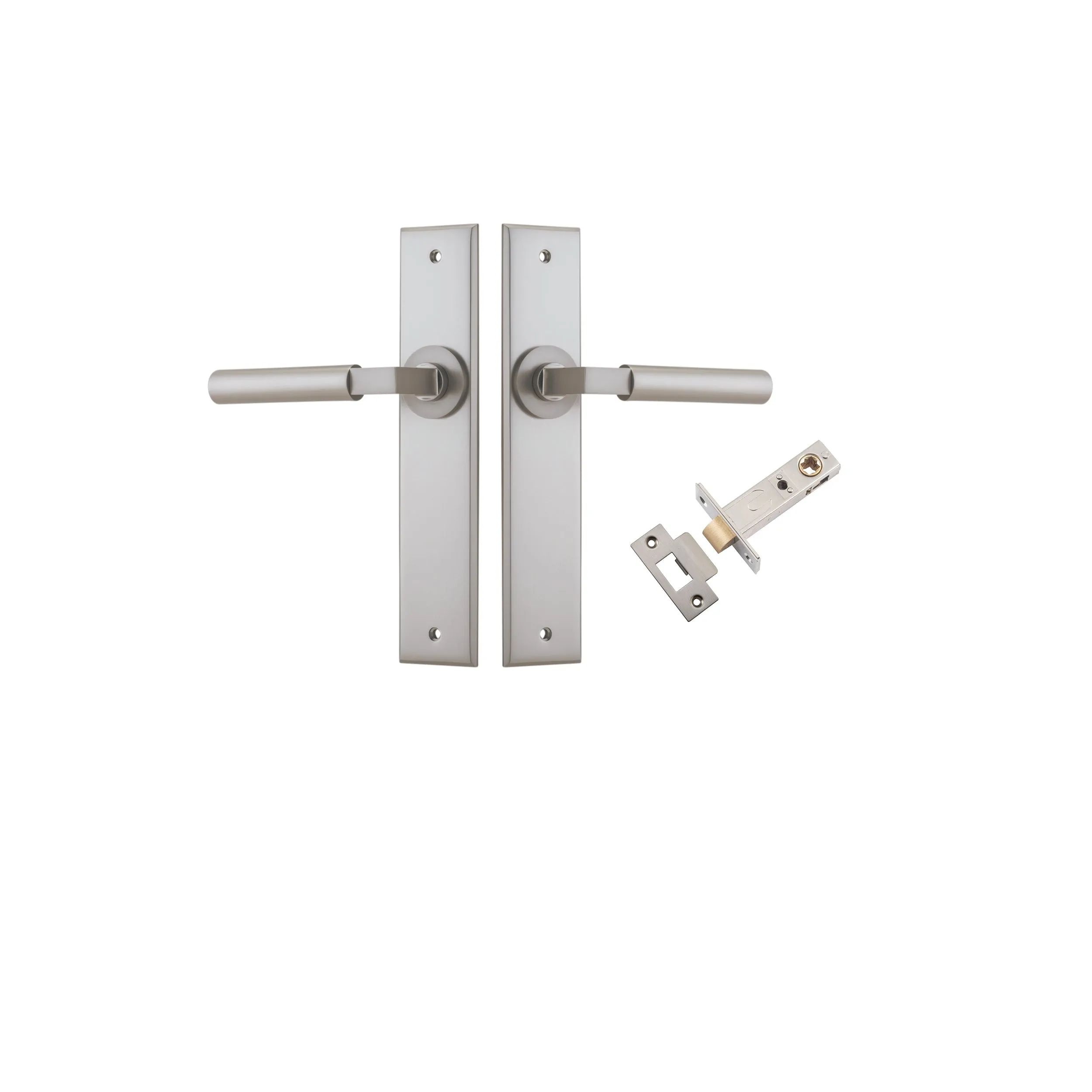 IVER BERLIN DOOR LEVER HANDLE ON CHAMFERED RECTANGULAR BACKPLATE - CUSTOMISE TO YOUR NEEDS