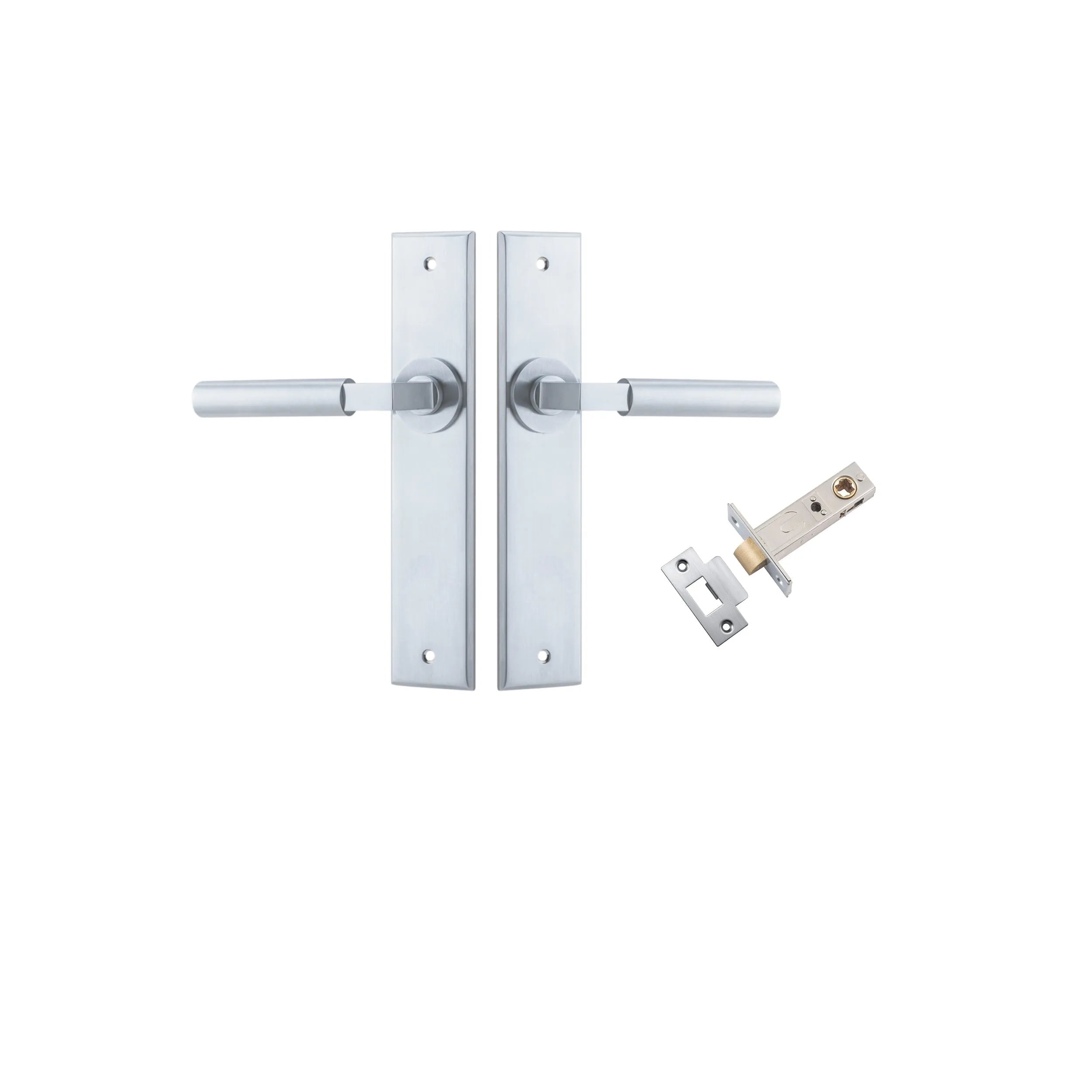 IVER BERLIN DOOR LEVER HANDLE ON CHAMFERED RECTANGULAR BACKPLATE - CUSTOMISE TO YOUR NEEDS