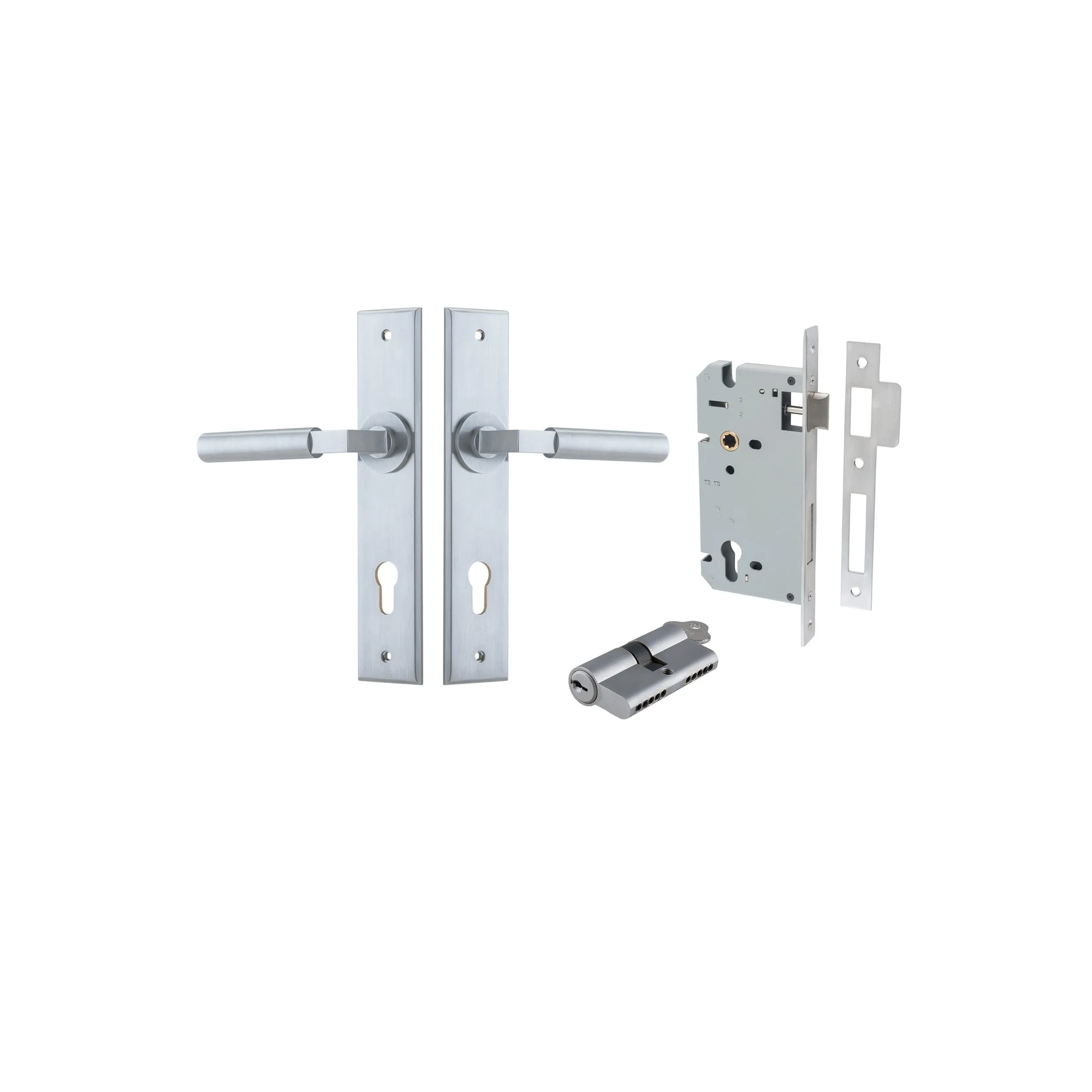 IVER BERLIN DOOR LEVER HANDLE ON CHAMFERED RECTANGULAR BACKPLATE - CUSTOMISE TO YOUR NEEDS