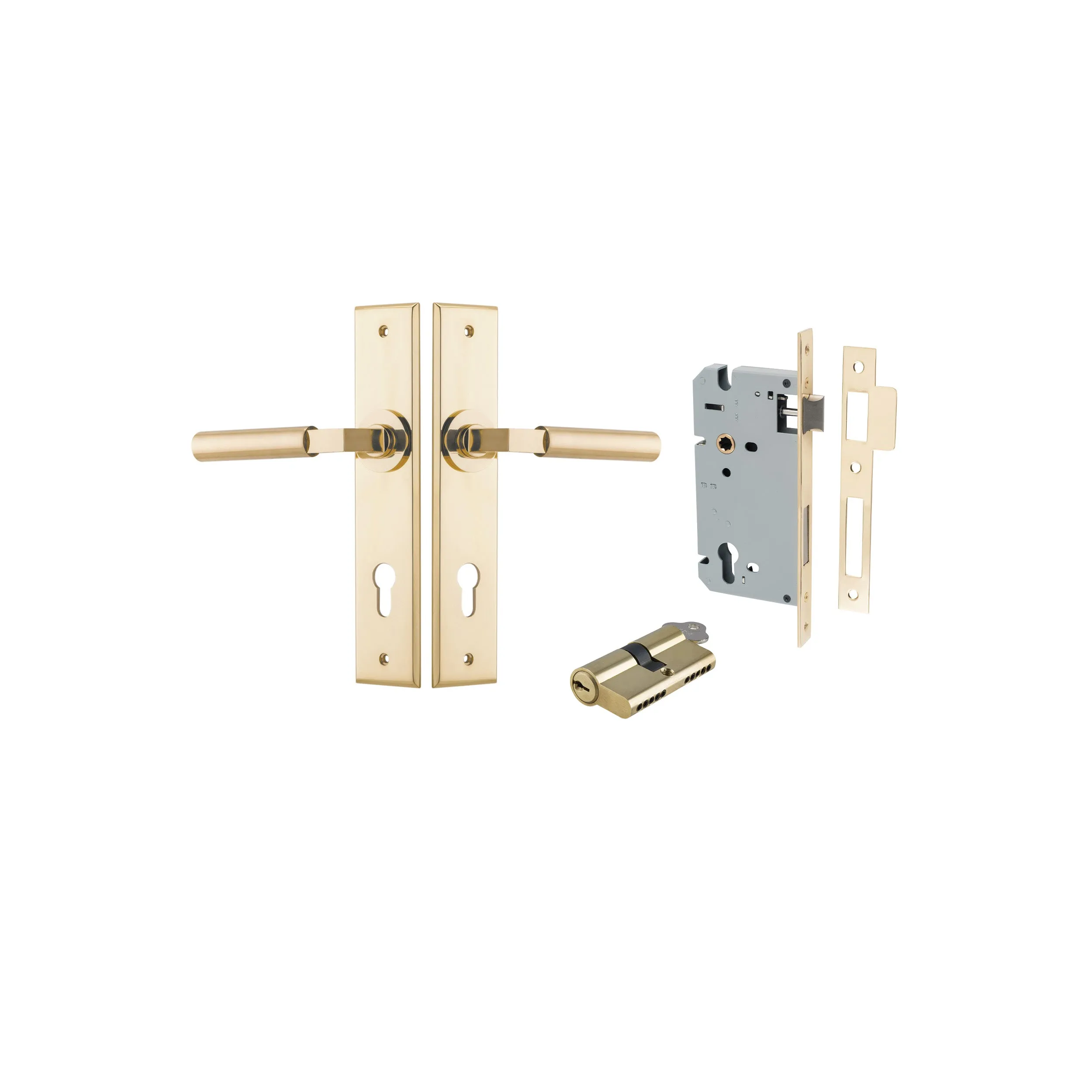 IVER BERLIN DOOR LEVER HANDLE ON CHAMFERED RECTANGULAR BACKPLATE - CUSTOMISE TO YOUR NEEDS