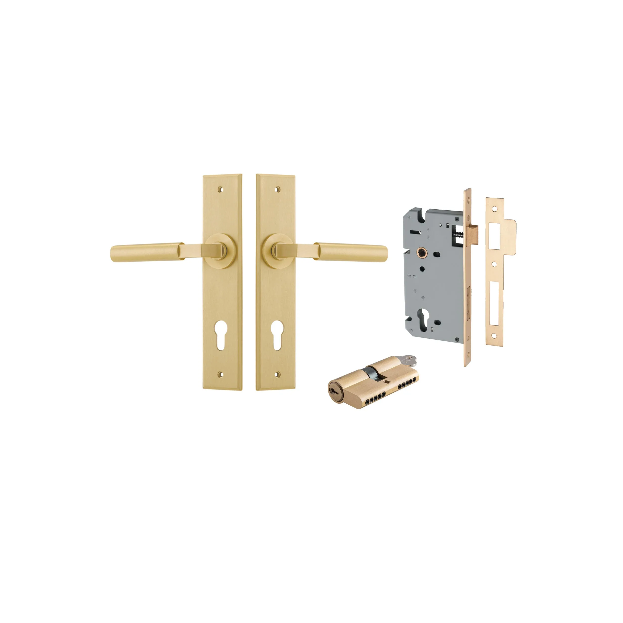 IVER BERLIN DOOR LEVER HANDLE ON CHAMFERED RECTANGULAR BACKPLATE - CUSTOMISE TO YOUR NEEDS