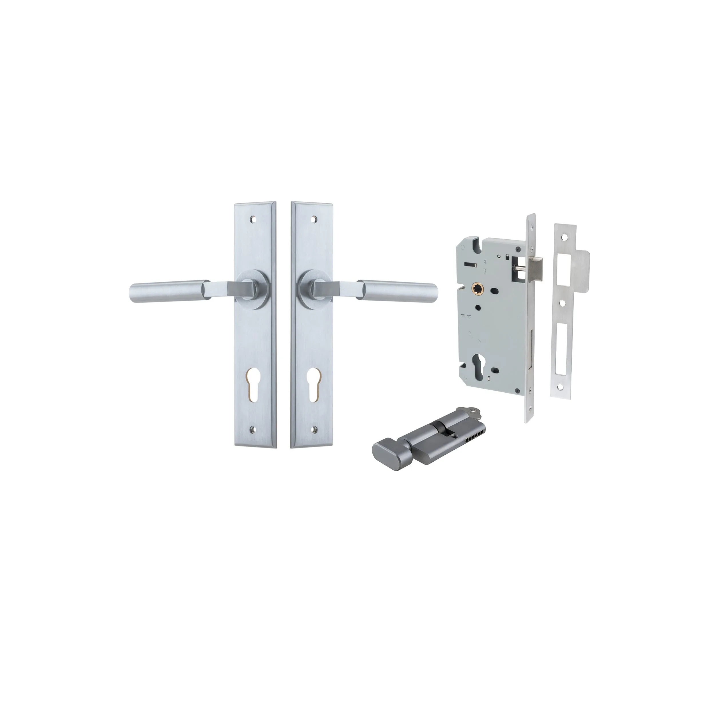 IVER BERLIN DOOR LEVER HANDLE ON CHAMFERED RECTANGULAR BACKPLATE - CUSTOMISE TO YOUR NEEDS