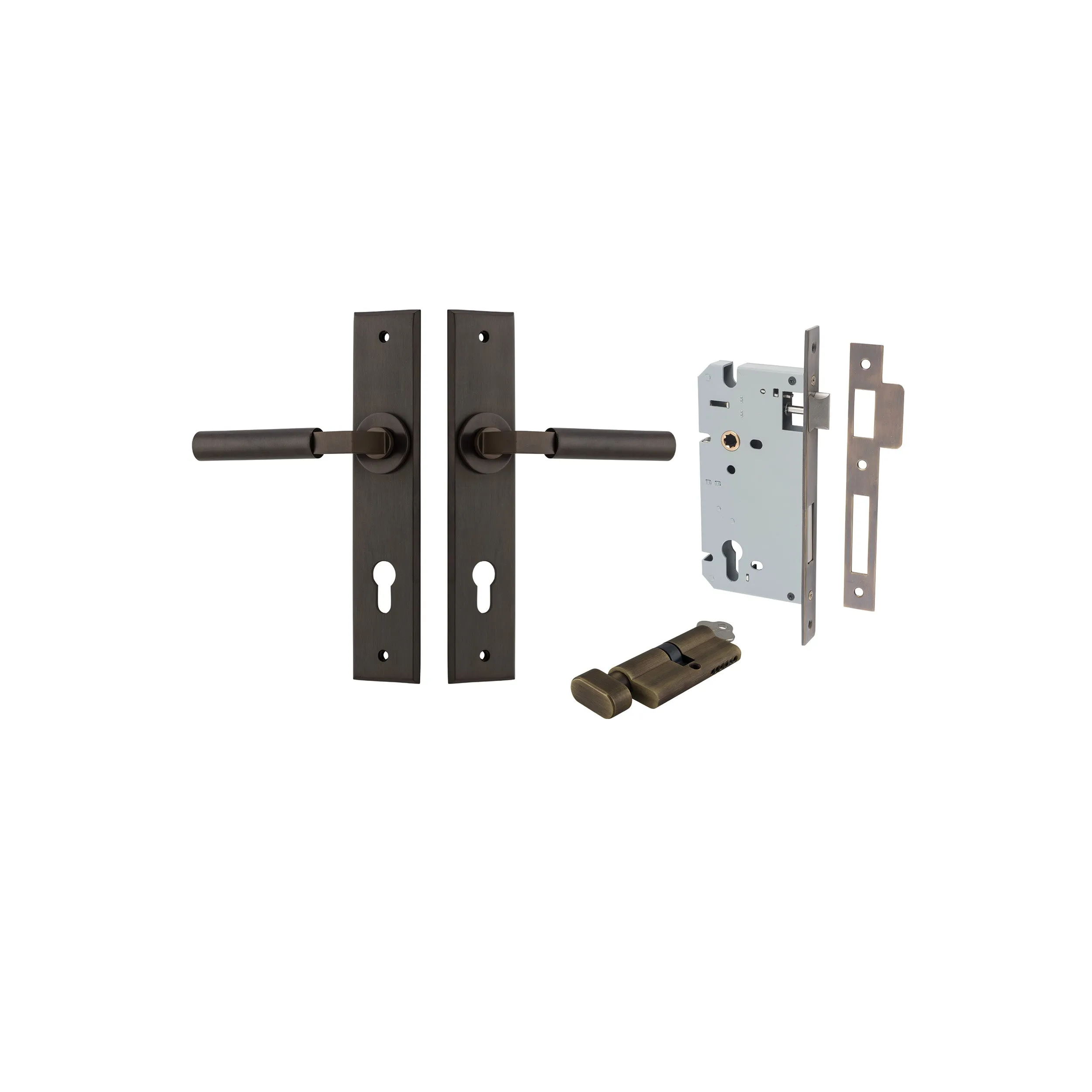 IVER BERLIN DOOR LEVER HANDLE ON CHAMFERED RECTANGULAR BACKPLATE - CUSTOMISE TO YOUR NEEDS