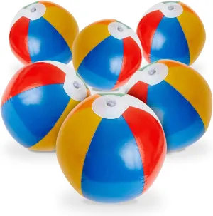 Kicko 6 Pack Inflatable Beach Balls - 12 Inch, Rainbow Colored - for Swimming Pools, Pool