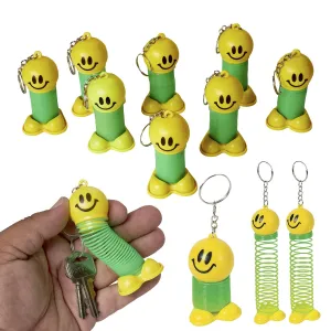 Kicko Smile Face Coil Spring Keychain - 12 Pack Mini Backpack Clip - Keyring for Party