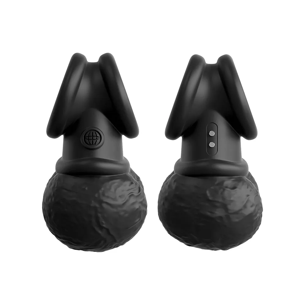 King Cock Elite The Crown Jewels Vibrating Swinging Balls Rechargeable Cockring Black