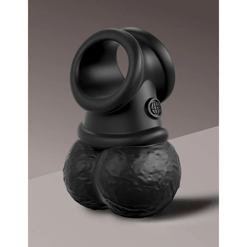 King Cock Elite The Crown Jewels Vibrating Swinging Balls Rechargeable Cockring Black