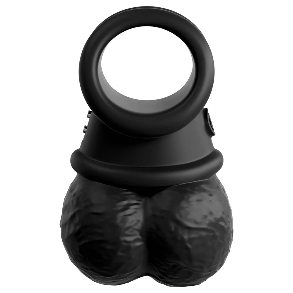 King Cock Elite The Crown Jewels Vibrating Swinging Balls Rechargeable Cockring Black