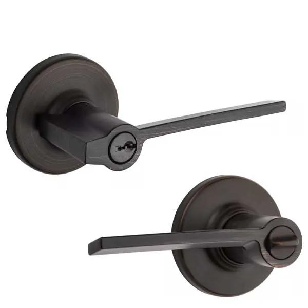 Kwikset - 405LRL- Ladera Lever Set - Round Rose  - Optional Finish - Keyed Entry Lever - Grade 3