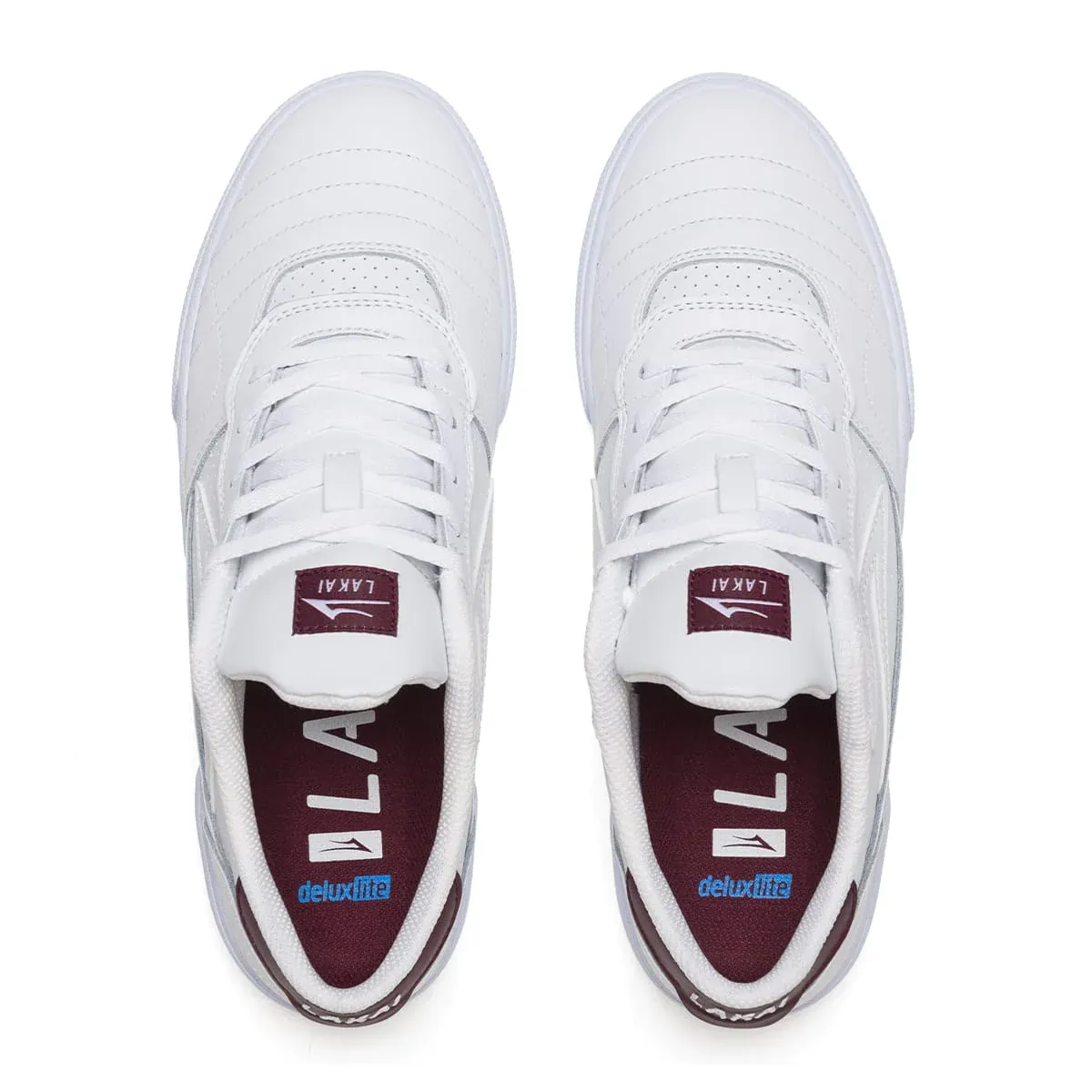 Lakai Cambridge Shoes - White/Burgundy Leather