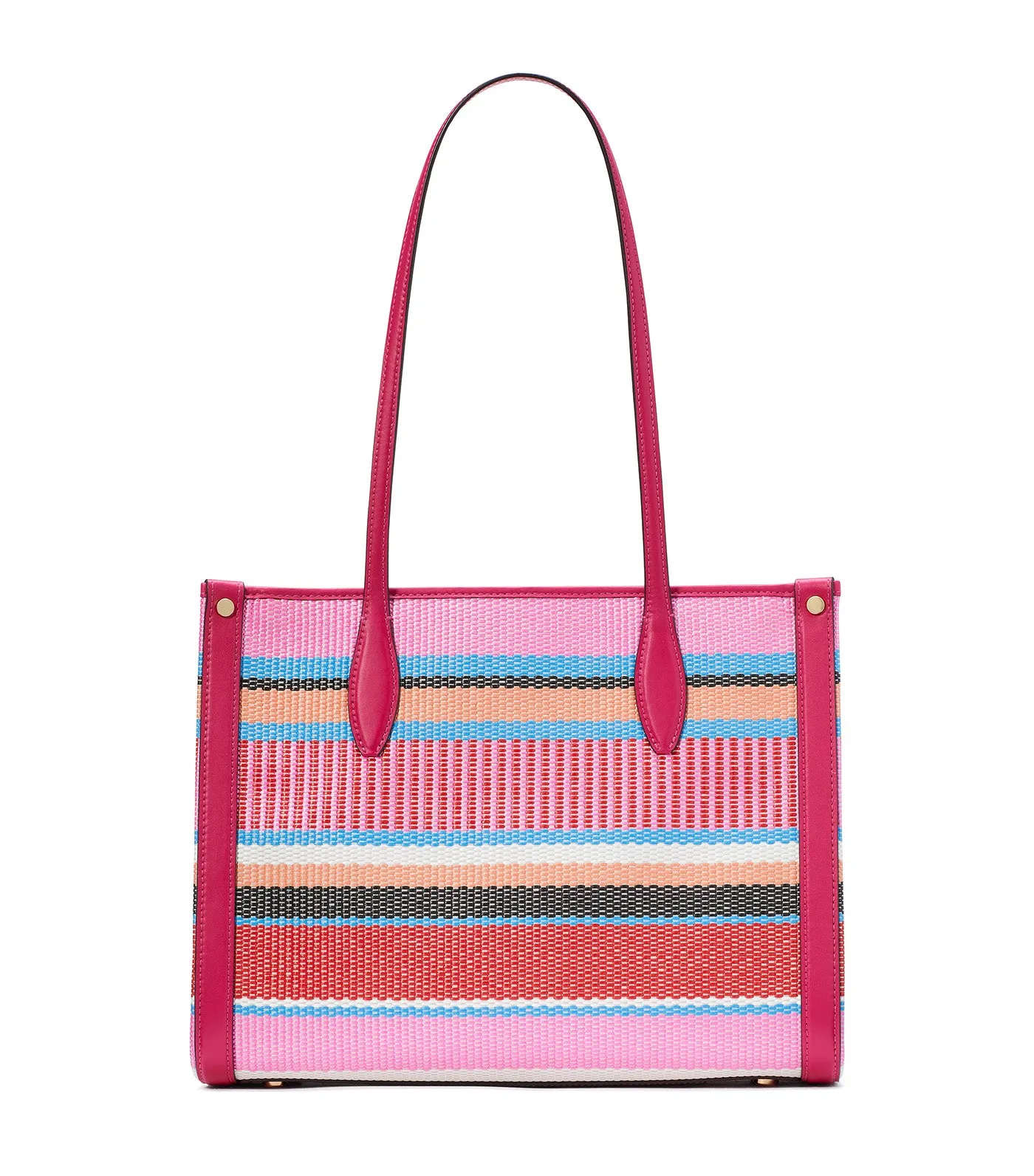 Market Striped Woven Straw Medium Tote Wild Raspberry Multi