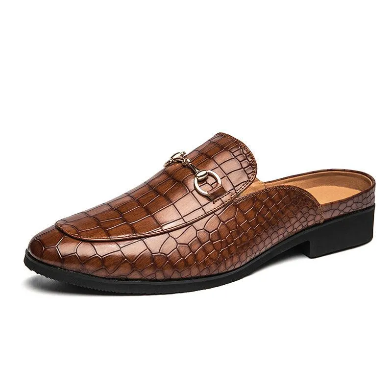 Men's Lazy Semi Slipper Leather Shoes