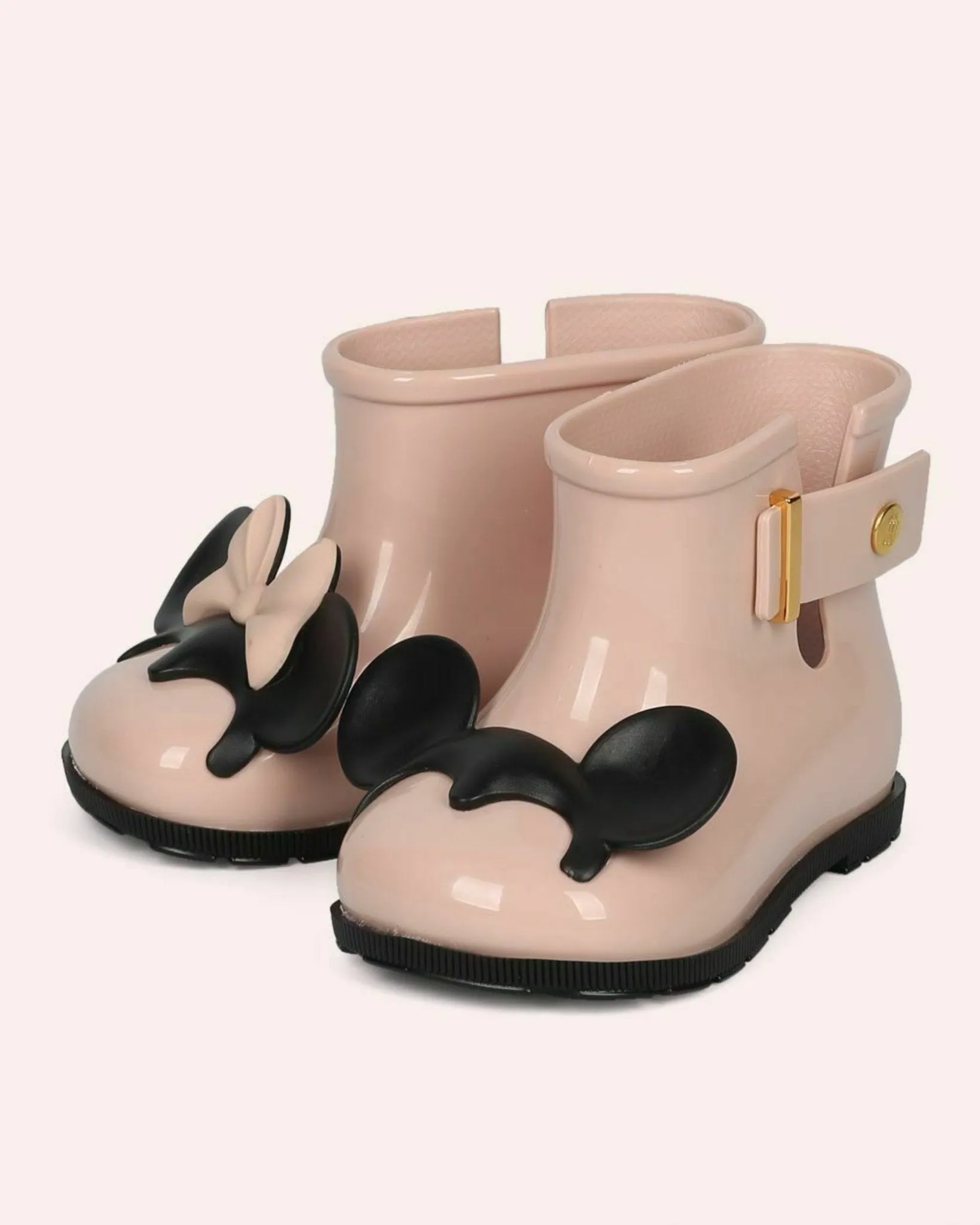 Mini Melissa Sugar Rain Disney Twins Pink & Black Rain Boots