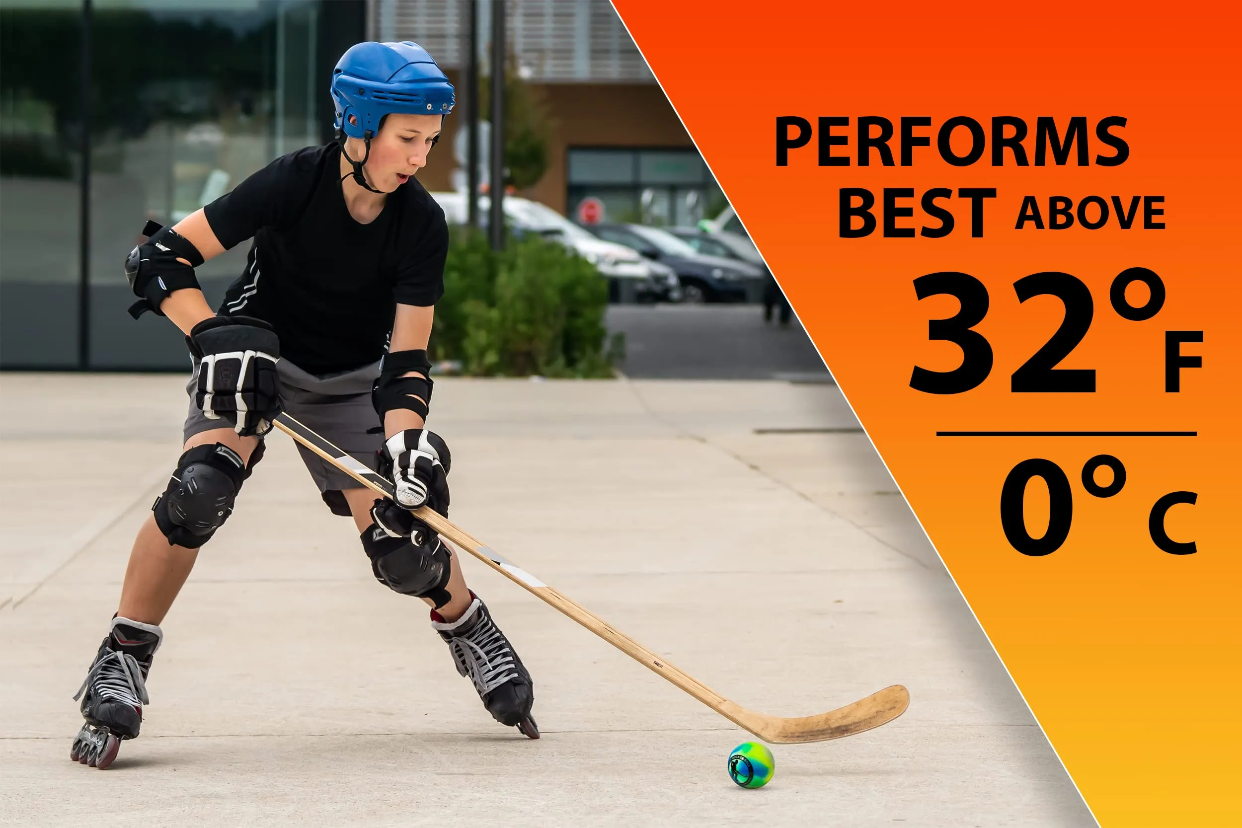 Multi-Colored Outdoor Street Hockey Balls, 6 Pack | High Density, Minimal Bounce Design