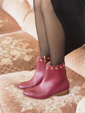 Nansouty Vegan Leather Ankle Boots | Burgundy