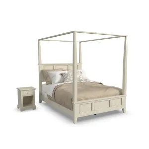 Naples Off-White Queen Bed and Nightstand