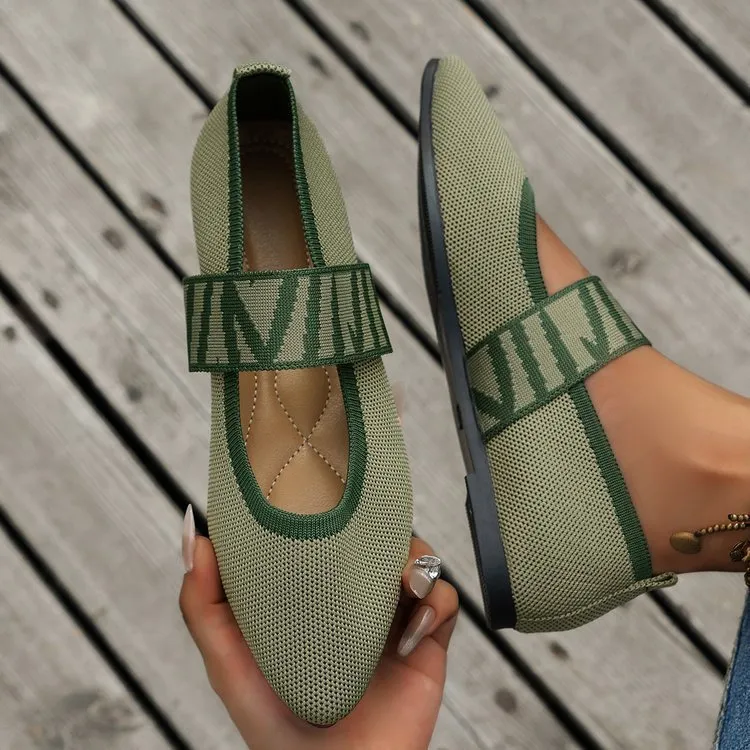 New Flying Woven Shallow Mouth Pointed Flat Shoes All-matching