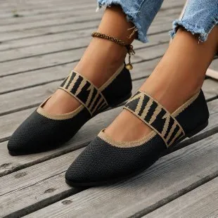 New Flying Woven Shallow Mouth Pointed Flat Shoes All-matching