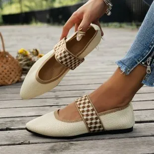 New Flying Woven Shallow Mouth Pointed Flat Shoes All-matching