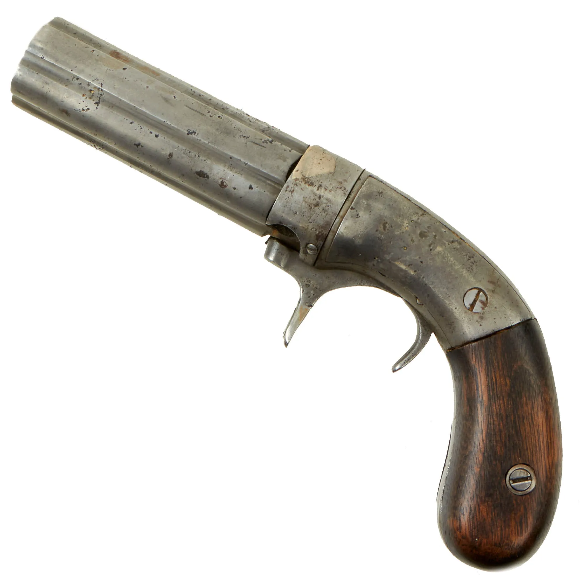 Original Belgian Single Action Underhammer Percussion Pepperbox Revolver for the French Market - circa 1845