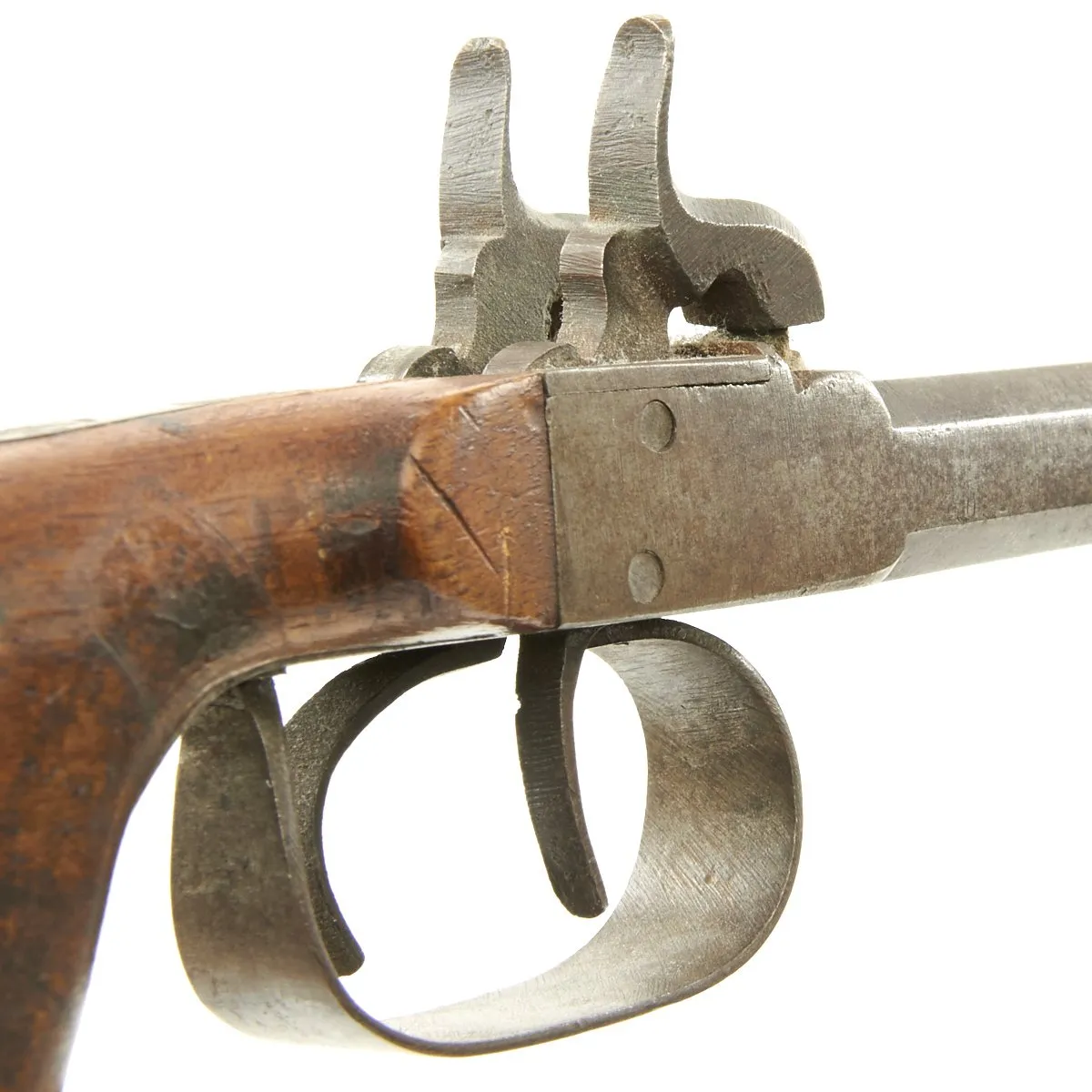 Original European Continental Double Barrel Box Lock Percussion Pistol - Circa 1840