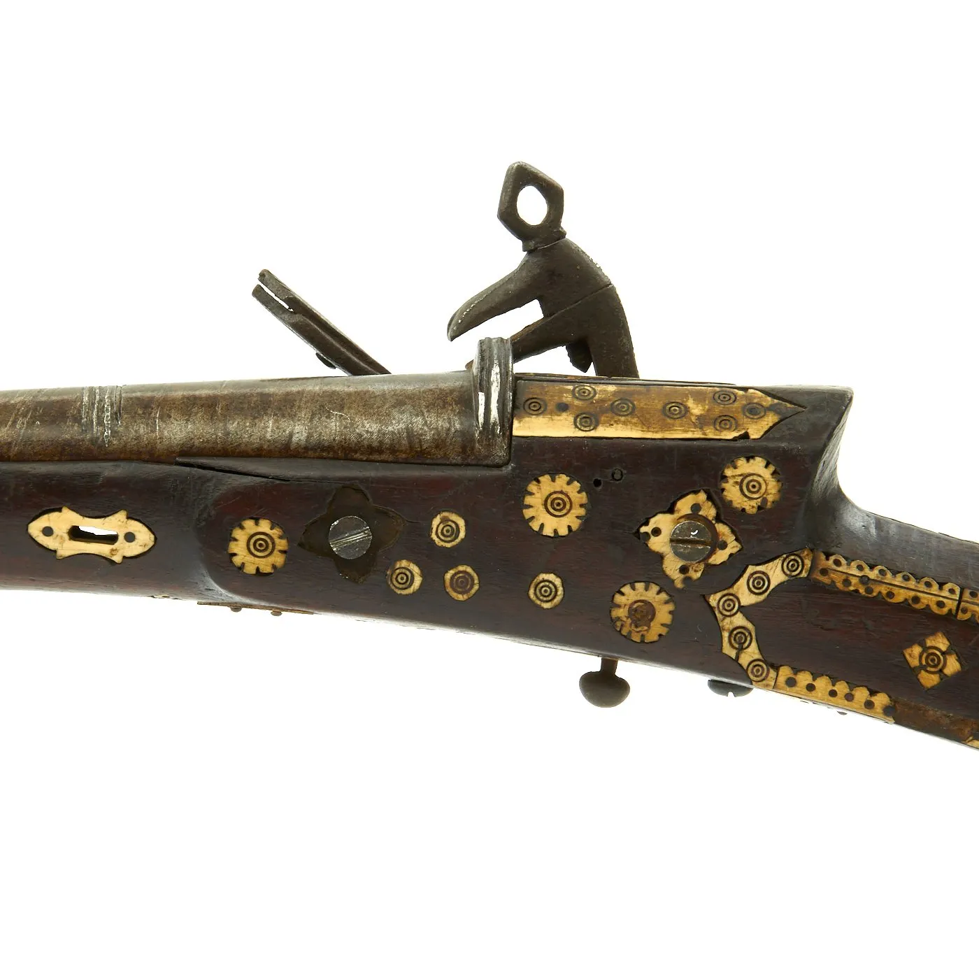 Original Ottoman Empire Miquelet Lock Bone Inlaid Shishana Rifle with Ball Trigger c.1760-80