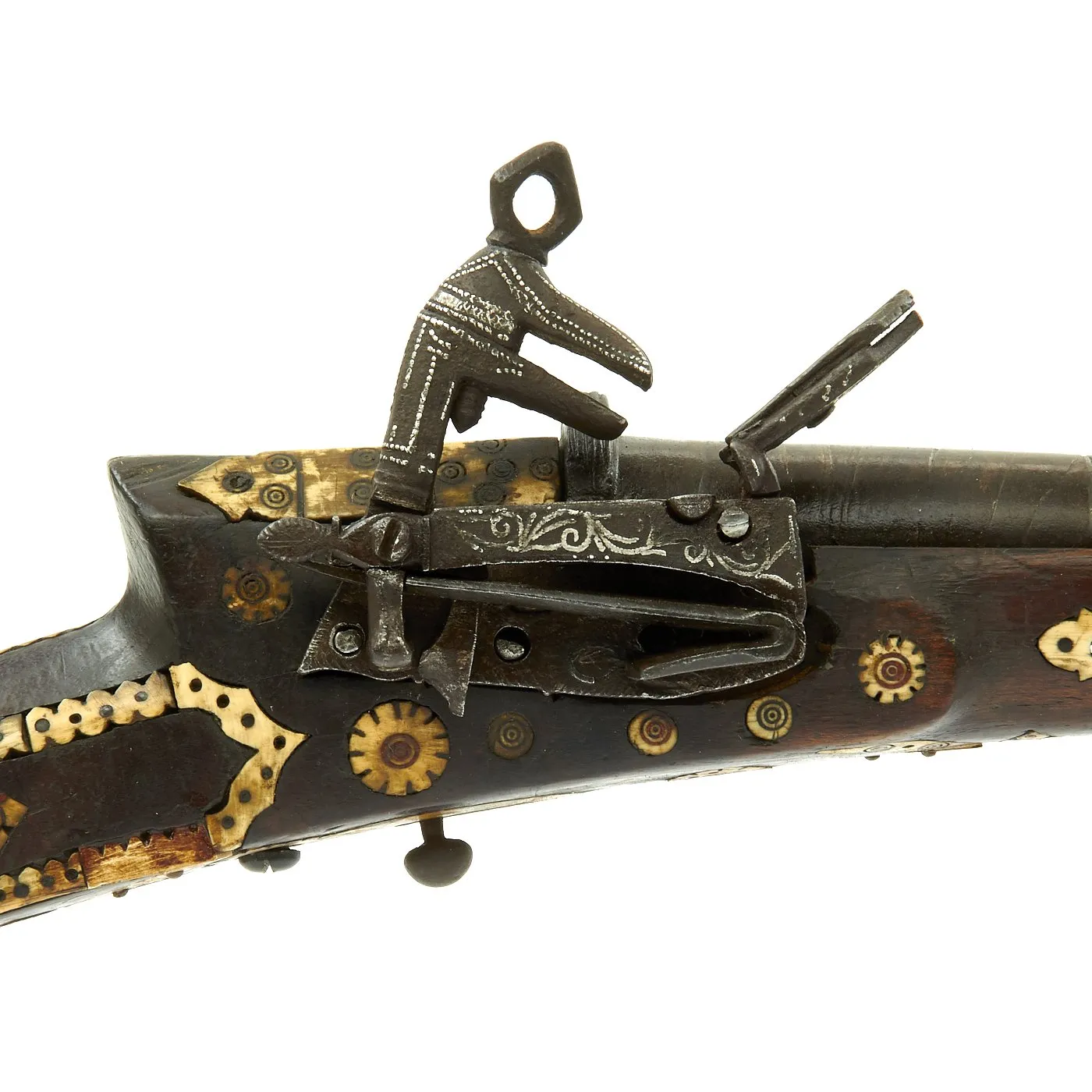 Original Ottoman Empire Miquelet Lock Bone Inlaid Shishana Rifle with Ball Trigger c.1760-80