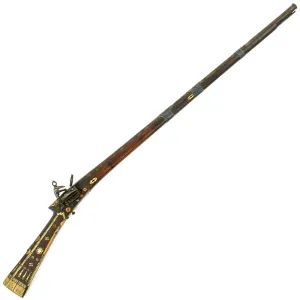 Original Ottoman Empire Miquelet Lock Bone Inlaid Shishana Rifle with Ball Trigger c.1760-80