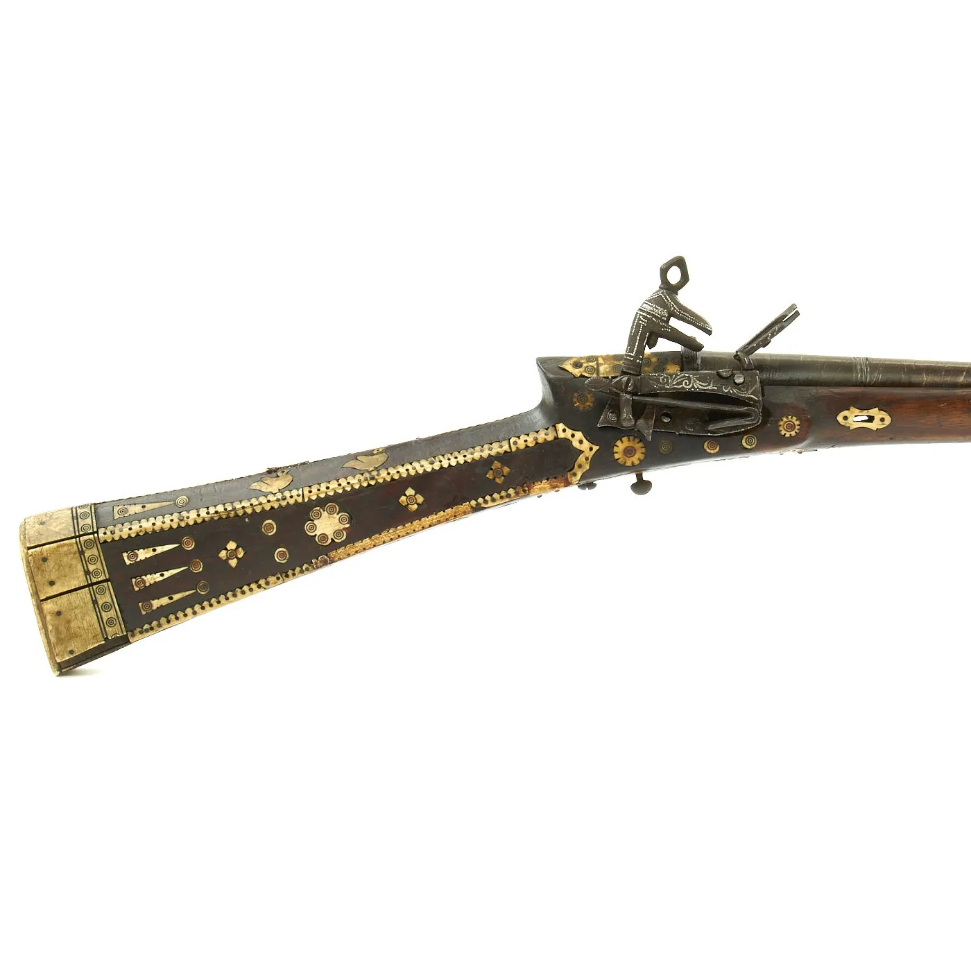 Original Ottoman Empire Miquelet Lock Bone Inlaid Shishana Rifle with Ball Trigger c.1760-80