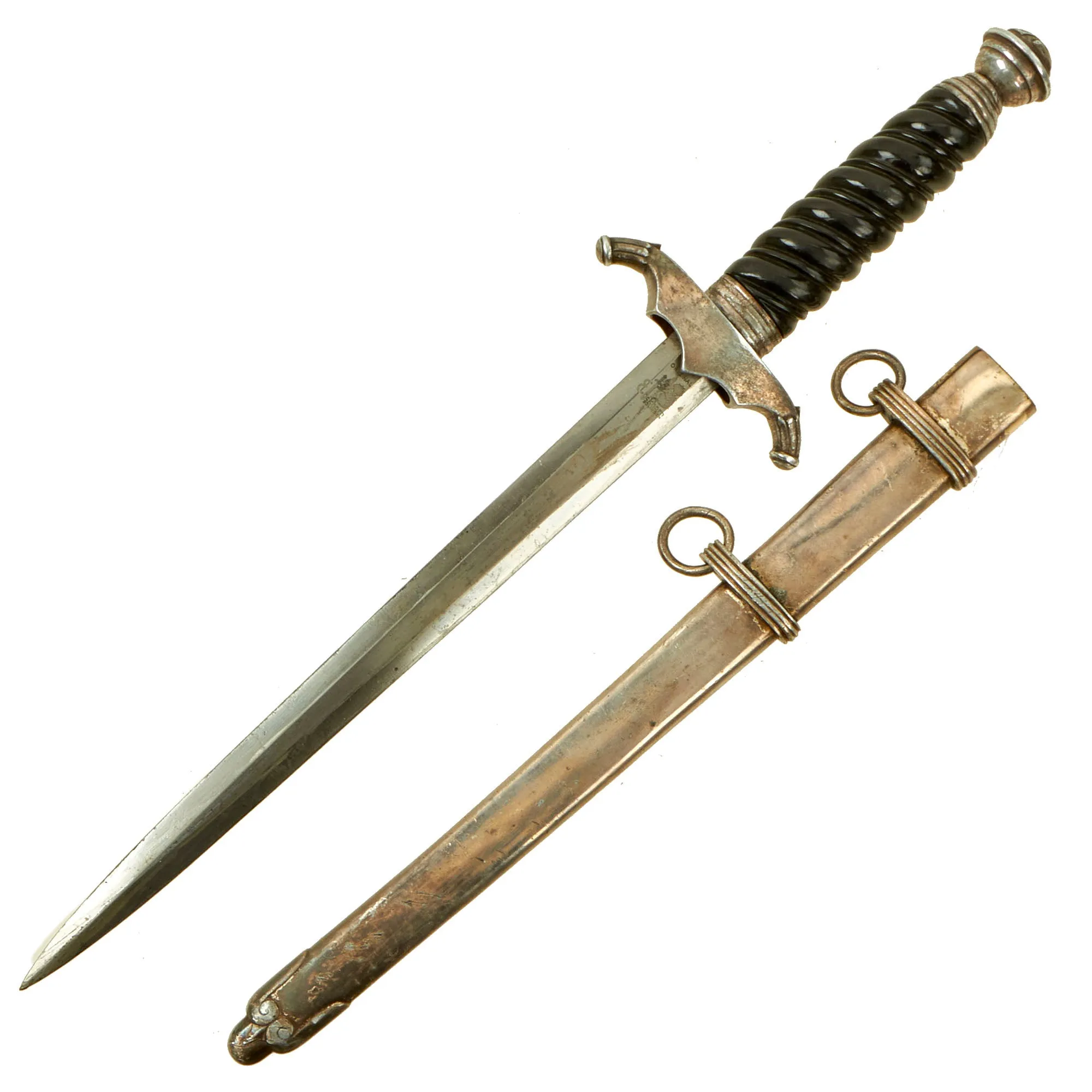 Original WWII German 2nd Model Bahnschutz Railway Service Dagger by Carl Eickhorn of Solingen with Scabbard