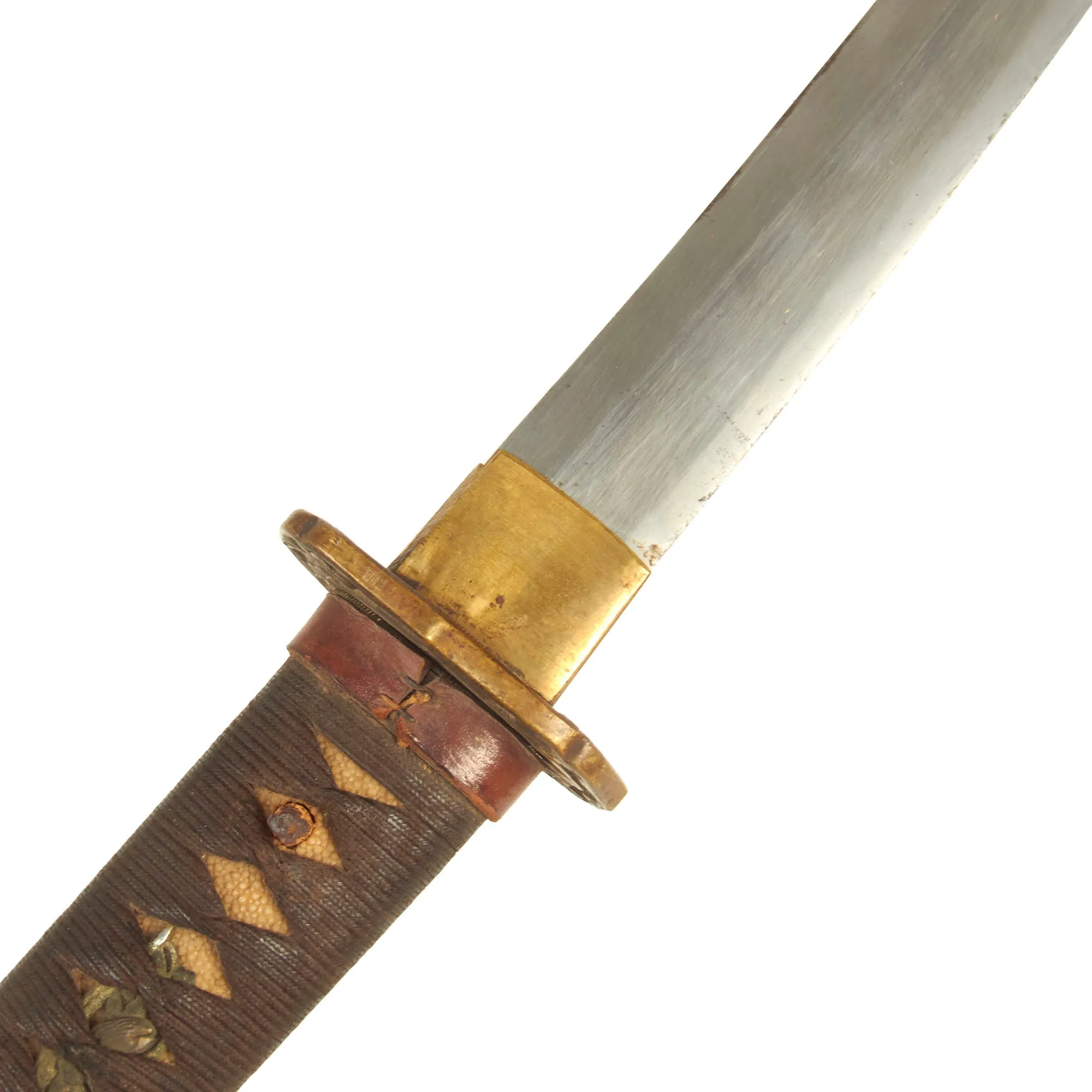 Original WWII Japanese Type 98 Shin-Gunto Handmade Katana by KANEYOSHI with Tassel & Leather Covered Wooden Scabbard