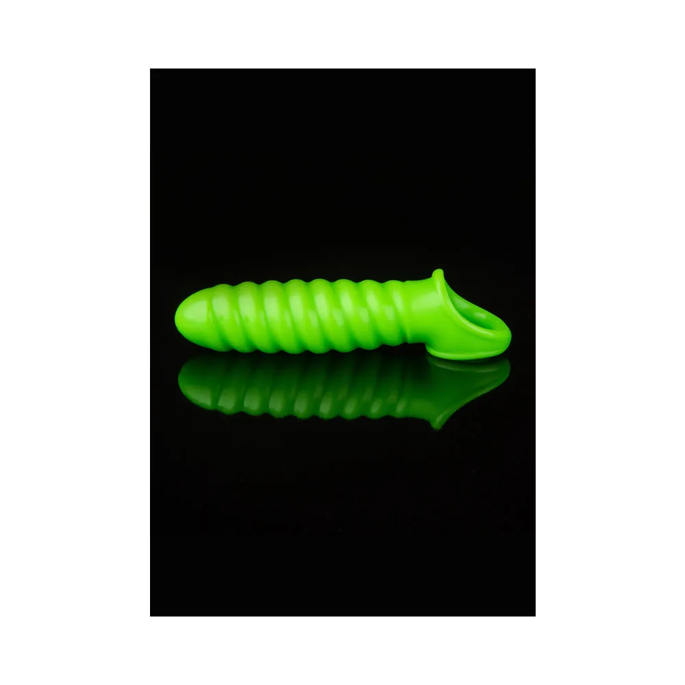 Ouch! Glow in the Dark Swirl Stretchy 6.2 in. Penis Sleeve Neon Green