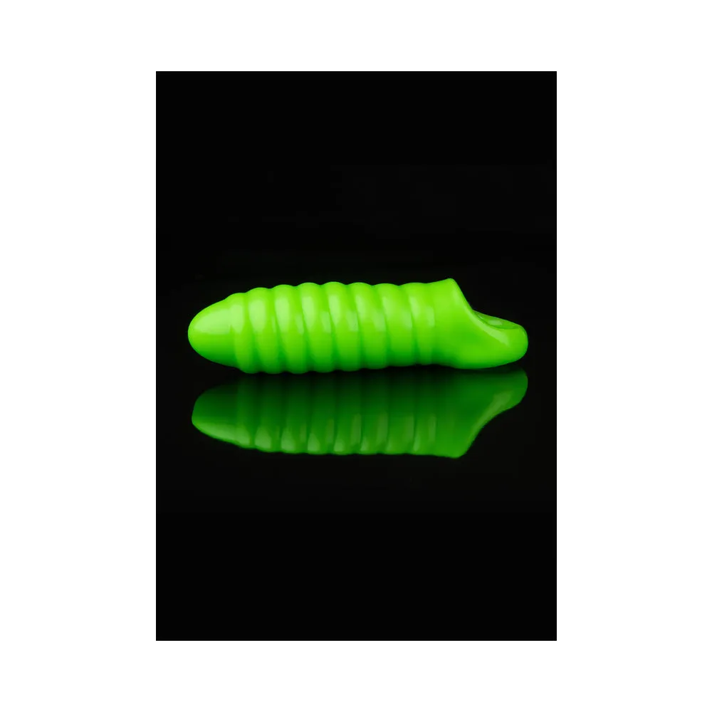 Ouch! Glow in the Dark Swirl Thick Stretchy 6.3 in. Penis Sleeve Neon Green