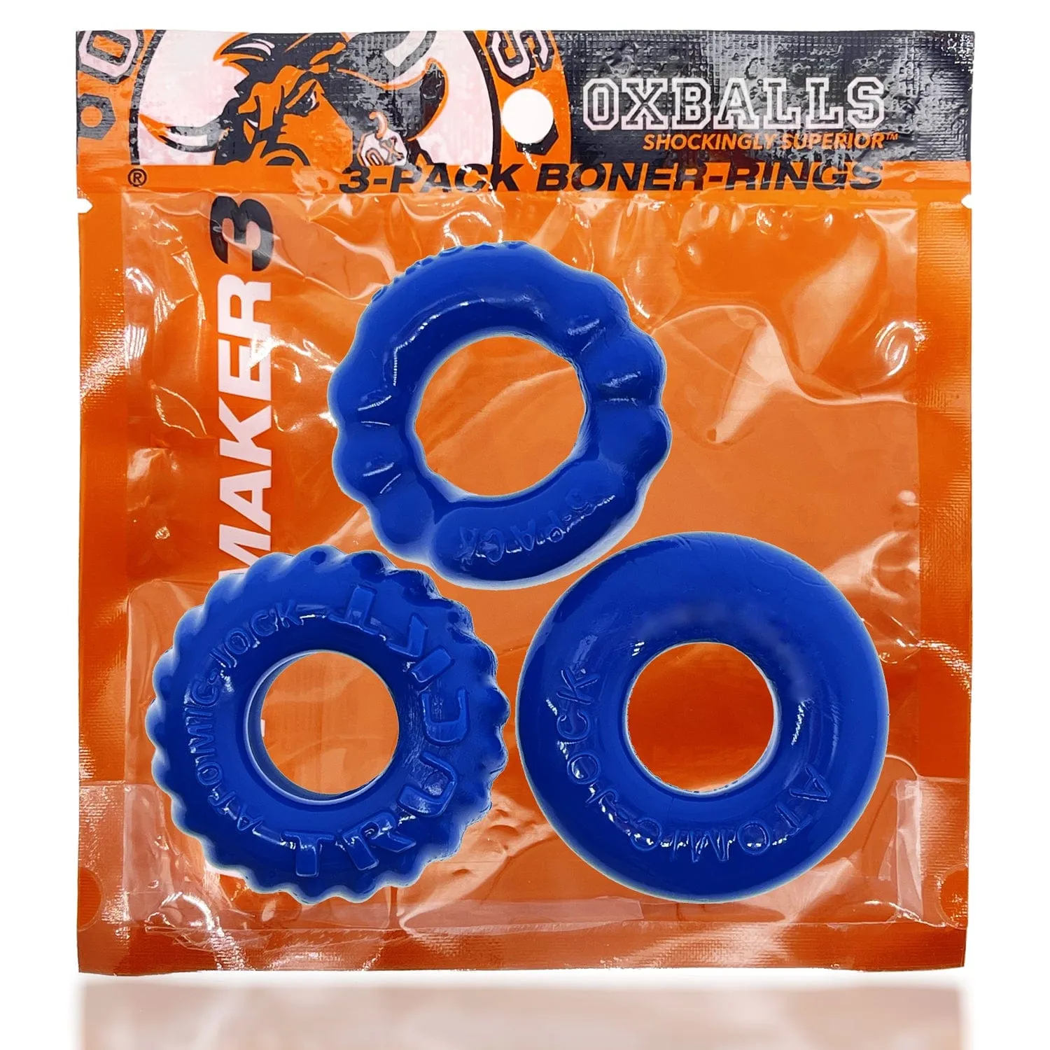 OxBalls Bonemaker 3 Pc Cockring Set Pool Blue