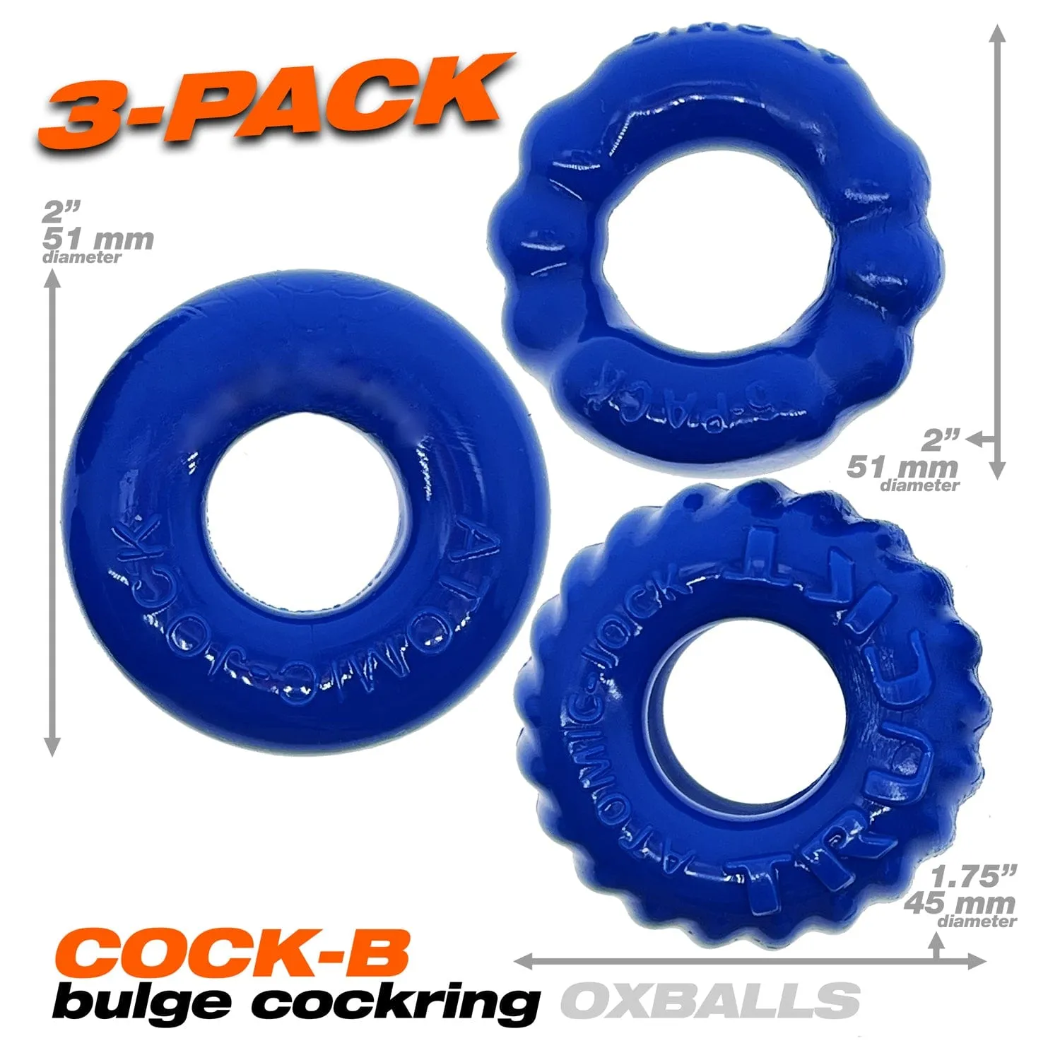 OxBalls Bonemaker 3 Pc Cockring Set Pool Blue