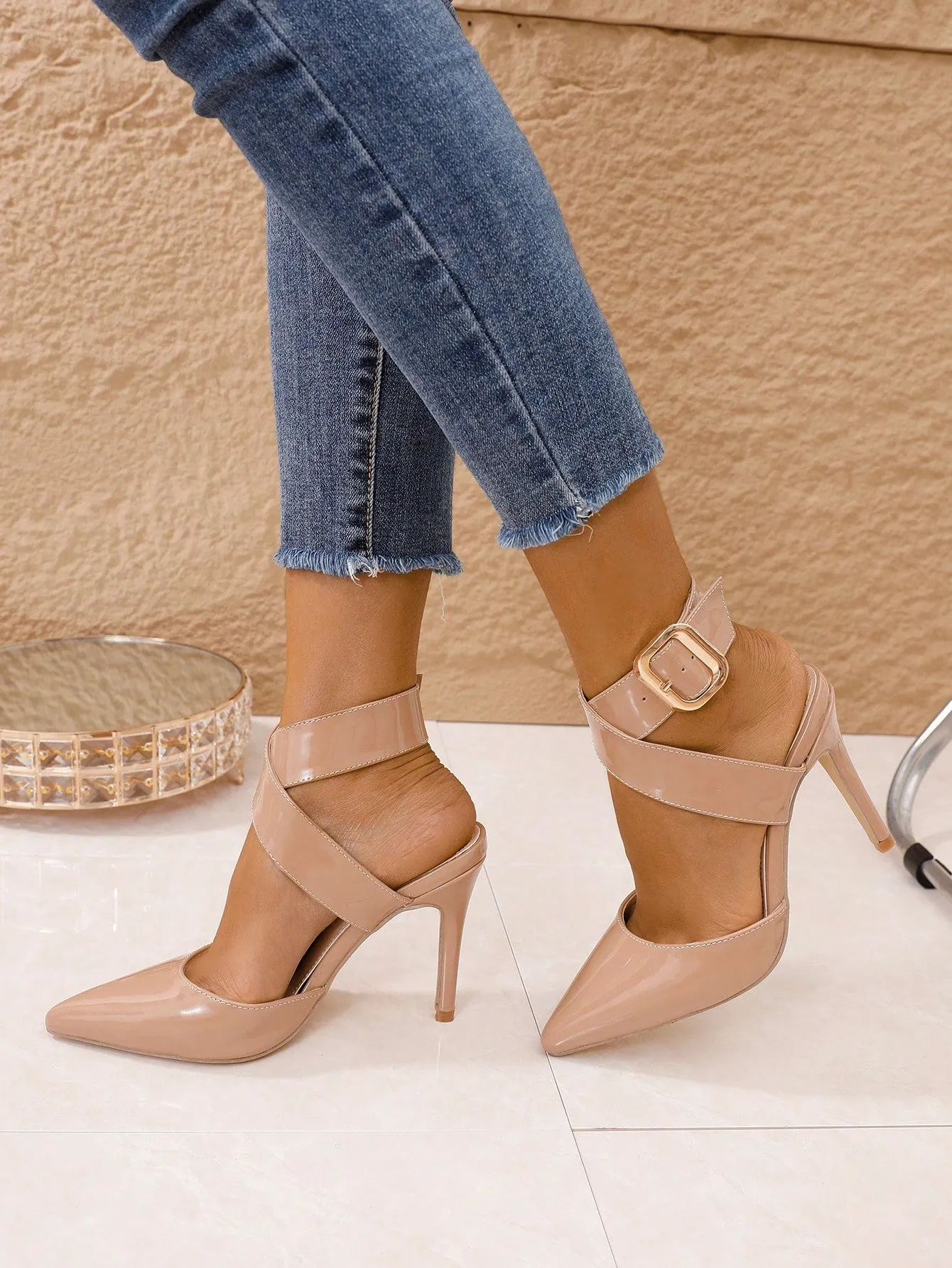 Pointed Toe Stiletto High-Heeled Shoes